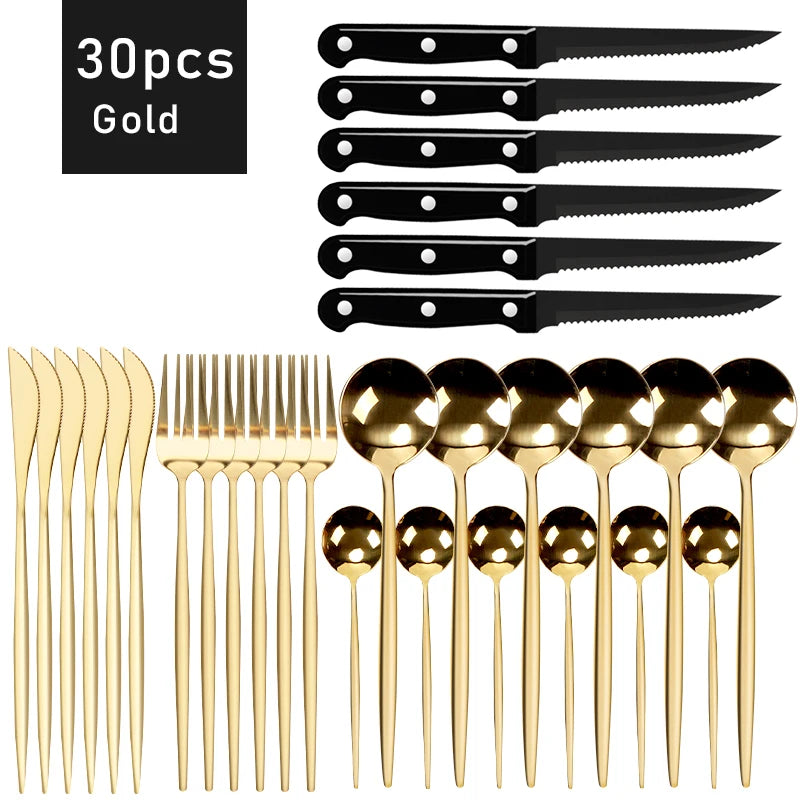 30pcs Black Dinnerware Set