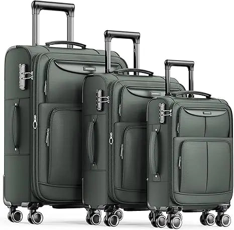 Set 3 Piece Expandable Lightweight Spinner Suitcase with Corner Guards