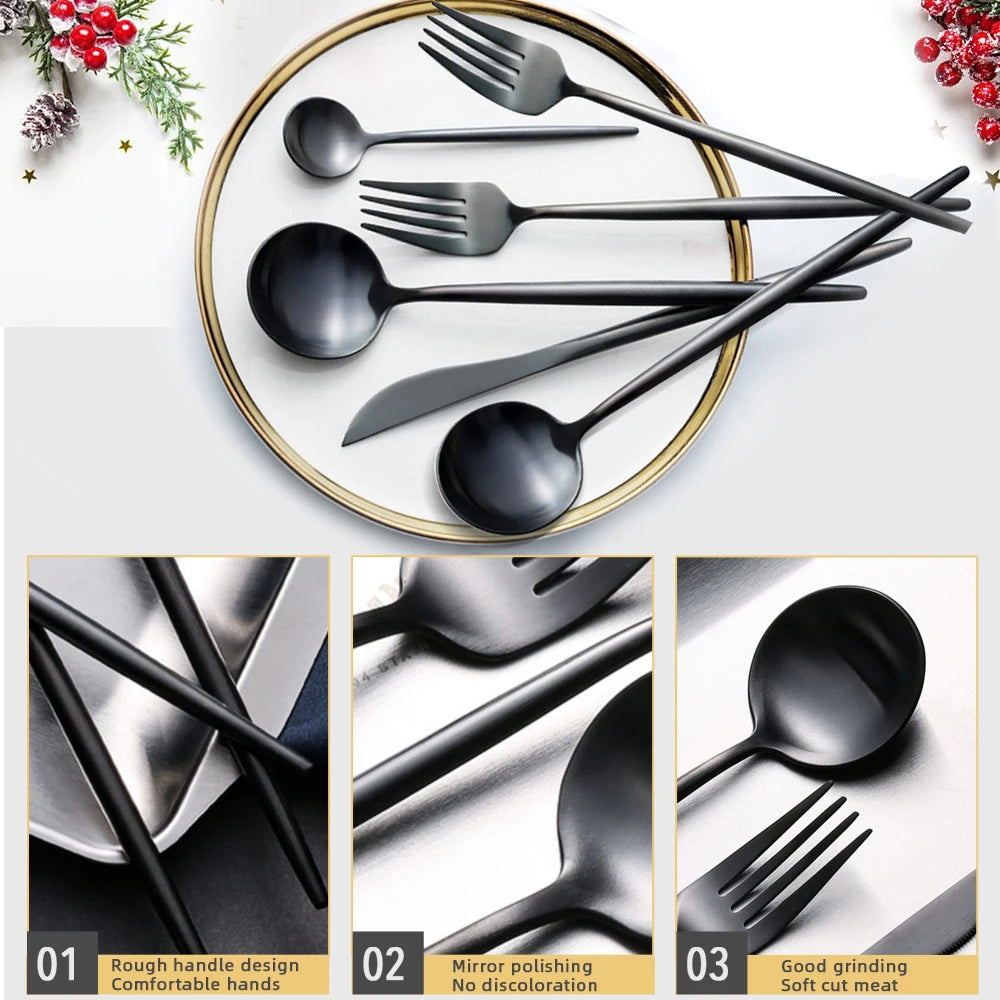 30pcs Black Dinnerware Set