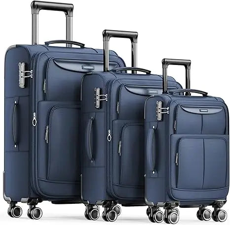Set 3 Piece Expandable Lightweight Spinner Suitcase with Corner Guards