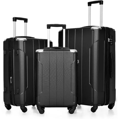 Set 3 Piece Expandable Lightweight Spinner Suitcase with Corner Guards