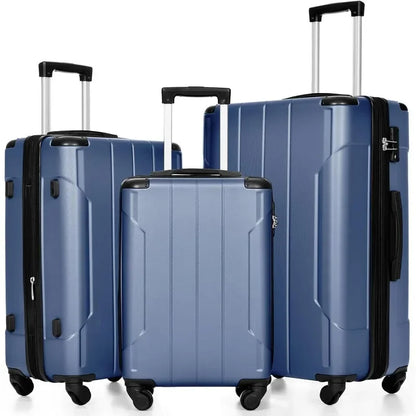 Set 3 Piece Expandable Lightweight Spinner Suitcase with Corner Guards