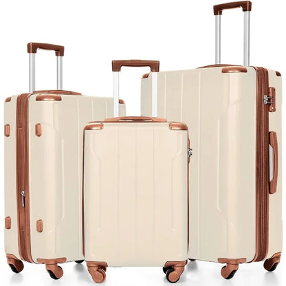 Set 3 Piece Expandable Lightweight Spinner Suitcase with Corner Guards