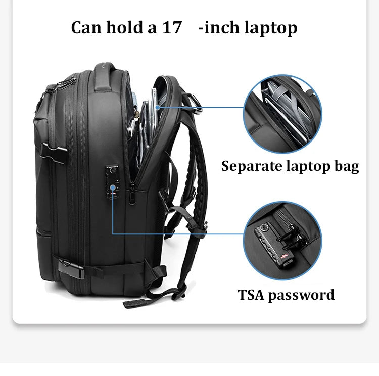 Business Backpack For Travel - 17 inch Laptop with vacuum compression