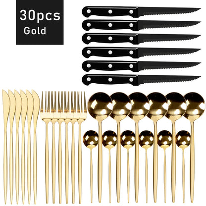 30pcs Black Dinnerware Set