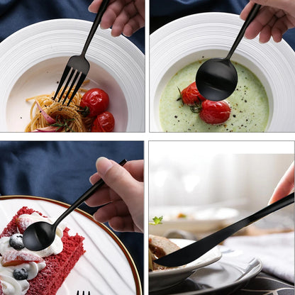 30pcs Black Dinnerware Set