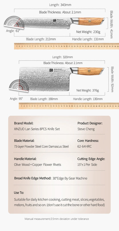 Kitchen Knife Set 73 Layers Custom Damascus