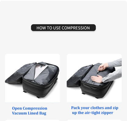 Business Backpack For Travel - 17 inch Laptop with vacuum compression