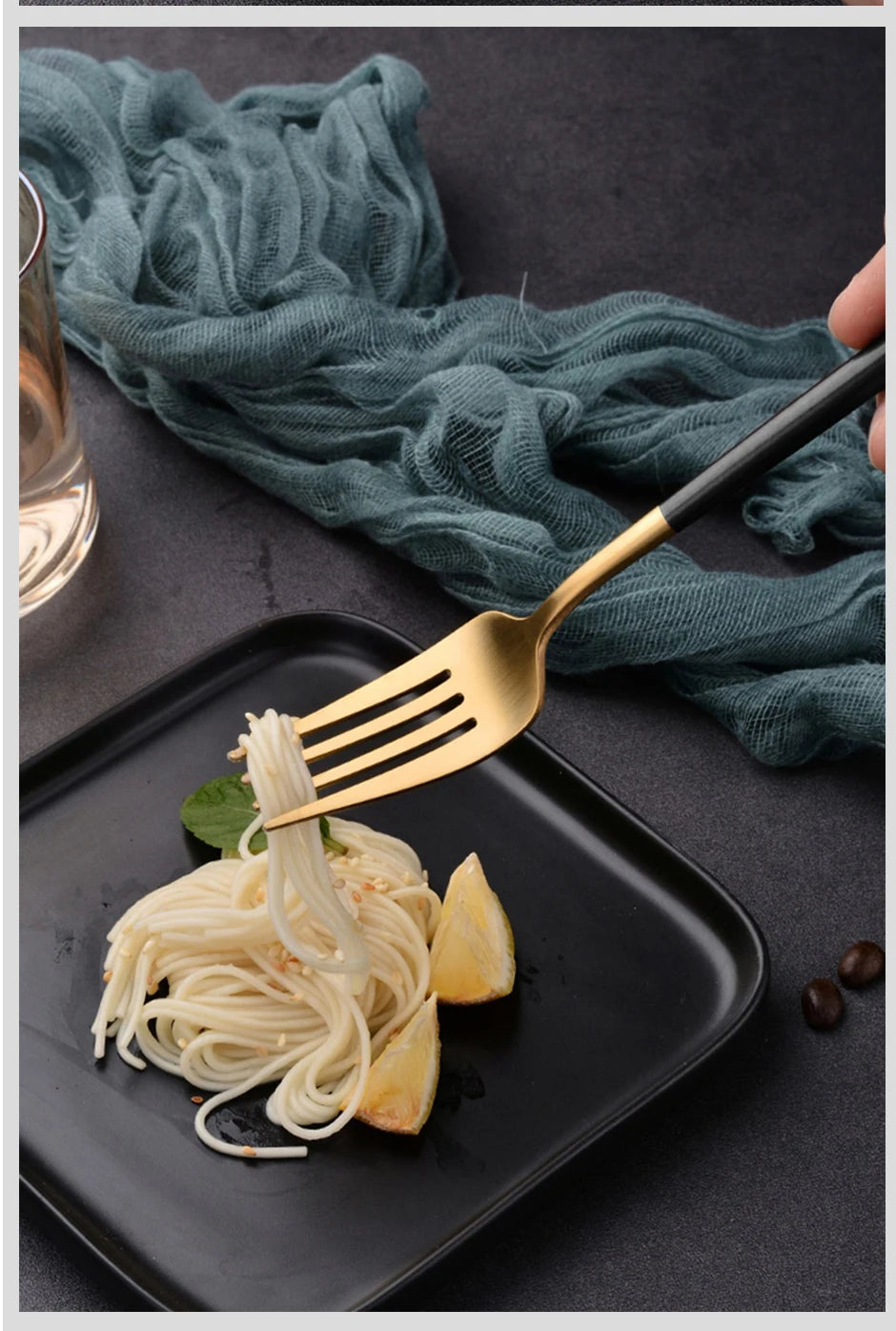 30pcs Black Dinnerware Set