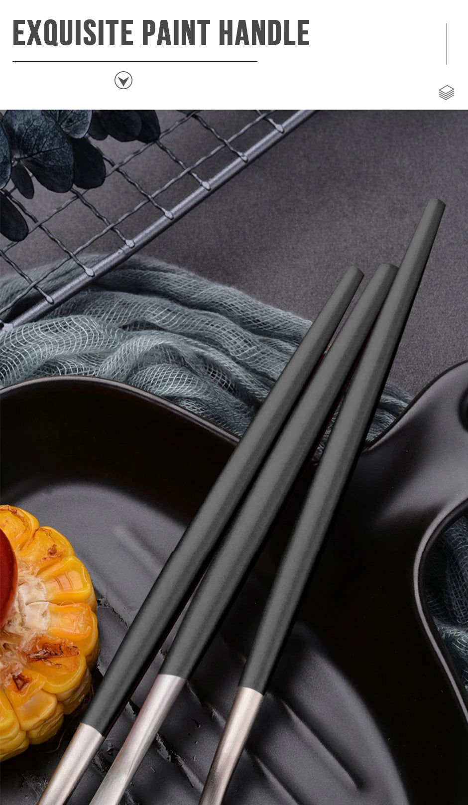 30pcs Black Dinnerware Set