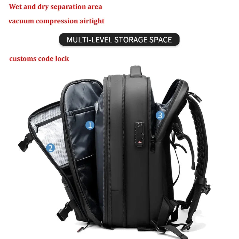 Business Backpack For Travel - 17 inch Laptop with vacuum compression